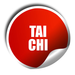 Tai chi, 3D rendering, red sticker with white text