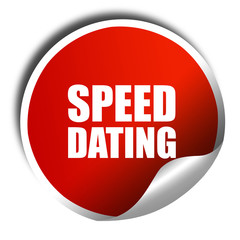 speed dating, 3D rendering, red sticker with white text