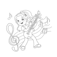 Coloring Page Outline Of girl playing the guitar