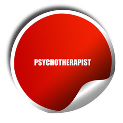 psychotherapist, 3D rendering, red sticker with white text