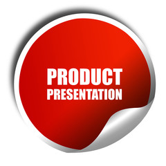product presentation, 3D rendering, red sticker with white text