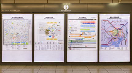 Das Schild des Bahnhofsdetails von Tokio am Bahnhof Tokio