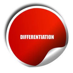 differentiation, 3D rendering, red sticker with white text