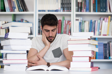 student study  in school library