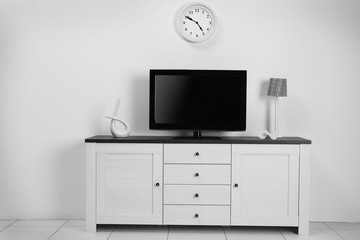 TV set in the interior of light room