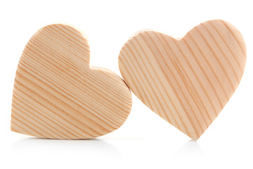 Wooden hearts isolated on white