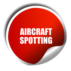 aircraft spotting, 3D rendering, red sticker with white text
