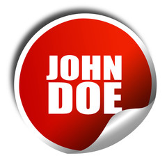 John doe, 3D rendering, red sticker with white text