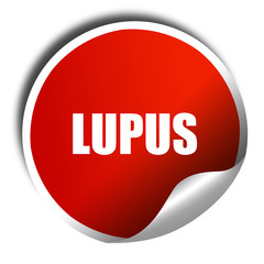 lupus, 3D rendering, red sticker with white text