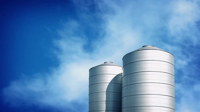 Large Silos On Sunny Day