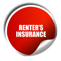 renter's insurance, 3D rendering, red sticker with white text