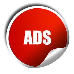 ads, 3D rendering, red sticker with white text