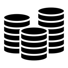 Stack of coins or casino chips flat icon for games and apps - obrazy, fototapety, plakaty
