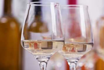 Glasses of white wine closeup