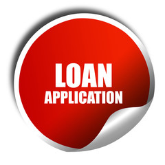 loan application, 3D rendering, red sticker with white text