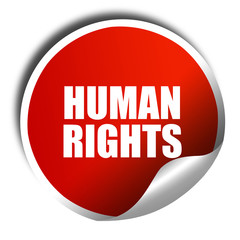 human rights, 3D rendering, red sticker with white text