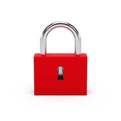 Red lock. 3D illustration.