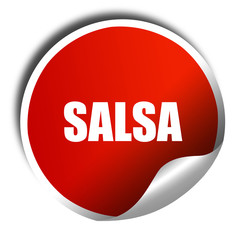 salsa dance, 3D rendering, red sticker with white text