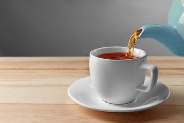 Cup of tea on wooden table