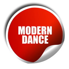 modern dance, 3D rendering, red sticker with white text