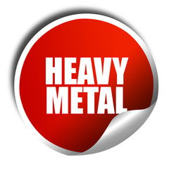 heavy metal music, 3D rendering, red sticker with white text