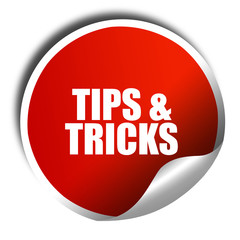 tips , 3D rendering, red sticker with white text