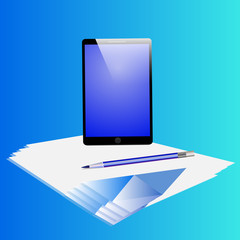 Business set with phone , pencil and paper.