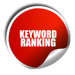 keyword ranking, 3D rendering, red sticker with white text