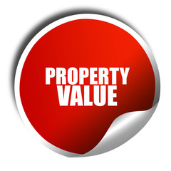 property value, 3D rendering, red sticker with white text