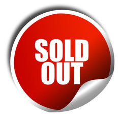 sold out, 3D rendering, red sticker with white text