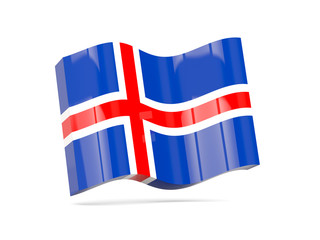 Wave icon with flag of iceland