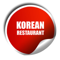 Delicious korean cuisine, 3D rendering, red sticker with white t