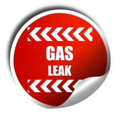 Gas leak background, 3D rendering, red sticker with white text