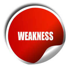 weakness, 3D rendering, red sticker with white text