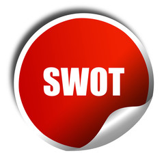 swot, 3D rendering, red sticker with white text