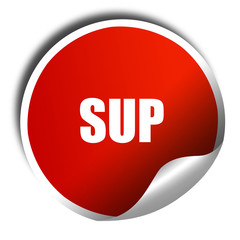 sup internet slang, 3D rendering, red sticker with white text