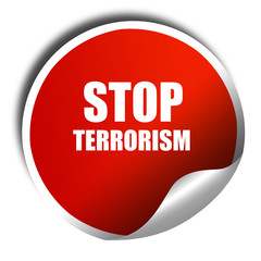 Stop terrorism sticker against white background