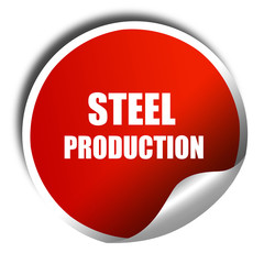 Steel background with smooth lines, 3D rendering, red sticker wi