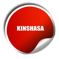 kinshasa, 3D rendering, red sticker with white text