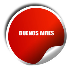 buenos aires, 3D rendering, red sticker with white text