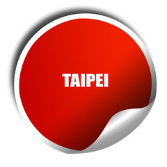 taipei, 3D rendering, red sticker with white text