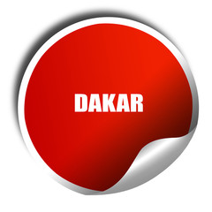 dakar, 3D rendering, red sticker with white text