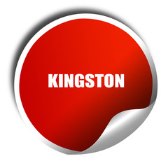 kingston, 3D rendering, red sticker with white text