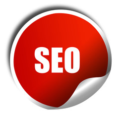 Search engine optimalization, 3D rendering, red sticker with whi
