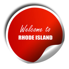 Welcome to rhode island, 3D rendering, red sticker with white te