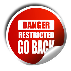 Go back sign, 3D rendering, red sticker with white text