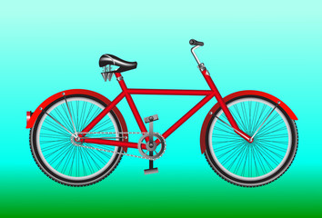 Fototapeta na wymiar New bicycle isolated on a green background.