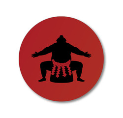 Sumo wrestler and japanese national flag .vector art