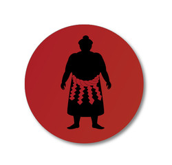 Sumo wrestler and japanese national flag .vector art