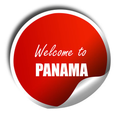 Welcome to panama, 3D rendering, red sticker with white text